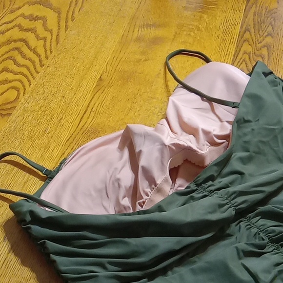 J.CREW 22 Womens Bathing Suit Swimsuit DARK GREEN RUCHED NEW One Piece Summer - Picture 9 of 10